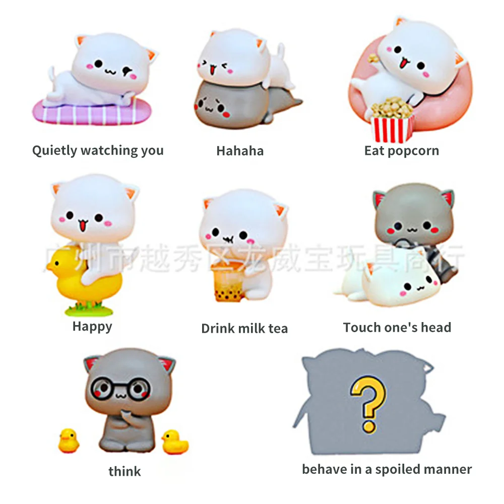 8 Unids / set Mitao Cat Segunda Generaci&oacute;n Caja Ciega Gato Lindo Mu&ntilde;eca de Dibujos Animados Mano Adornos de Oficina Juguetes de Regalo de Cumplea&ntilde;os para Ni&ntilde;os-4