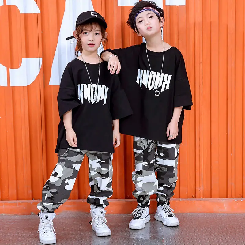 

2021 Fashion Children's Hip Hop Clothing Set For Teenage Girls Cotton Sports Suits Street Wear Crop Tops And Pants Dance Clothes