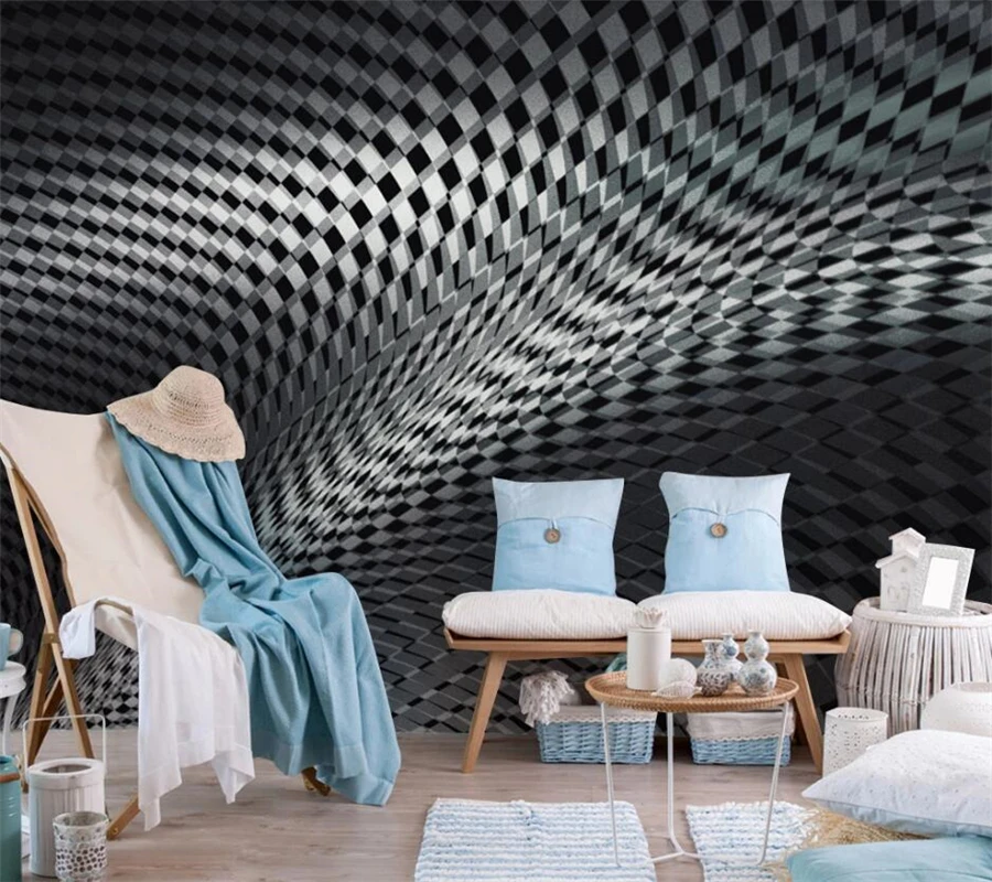 Wellyu индивидуальные большие фрески модные домашние 3d стерео черное пространство