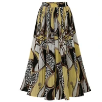 chiffon floral long skirt spring summer bohemian pleated skirt long high waist casual skirt women clothing