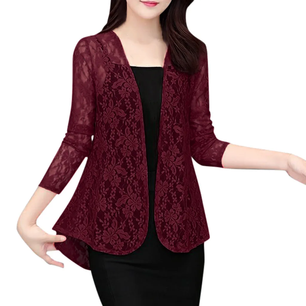 Женский Повседневный Кардиган Солнцезащитная рубашка блузка летняя кружевная