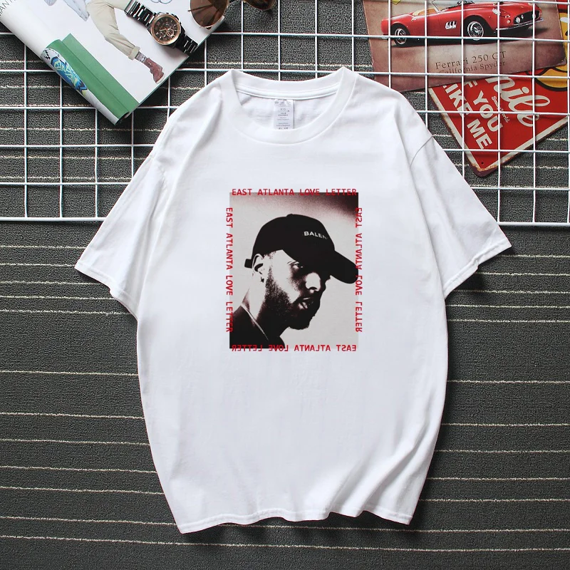 

Hip Hop Mens Clothing 6LACK East Atlanta Love Letter Unisex T-Shirt Vintage Graphic T Shirts High Quality Cotton Tshirt Tee Tops