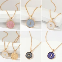 fashion necklace alloy drop oil love heart moon lightning necklaces for women cute round party gift jewelry free shipping