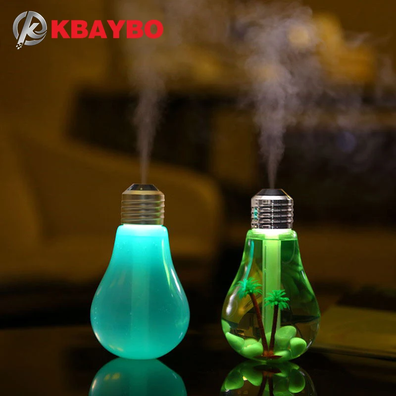 

KBAYBO USB Ultrasonic Humidifier Home Office Mini Aroma Diffuser LED Night Light Aromatherapy Mist Maker Creative Bottle bulb