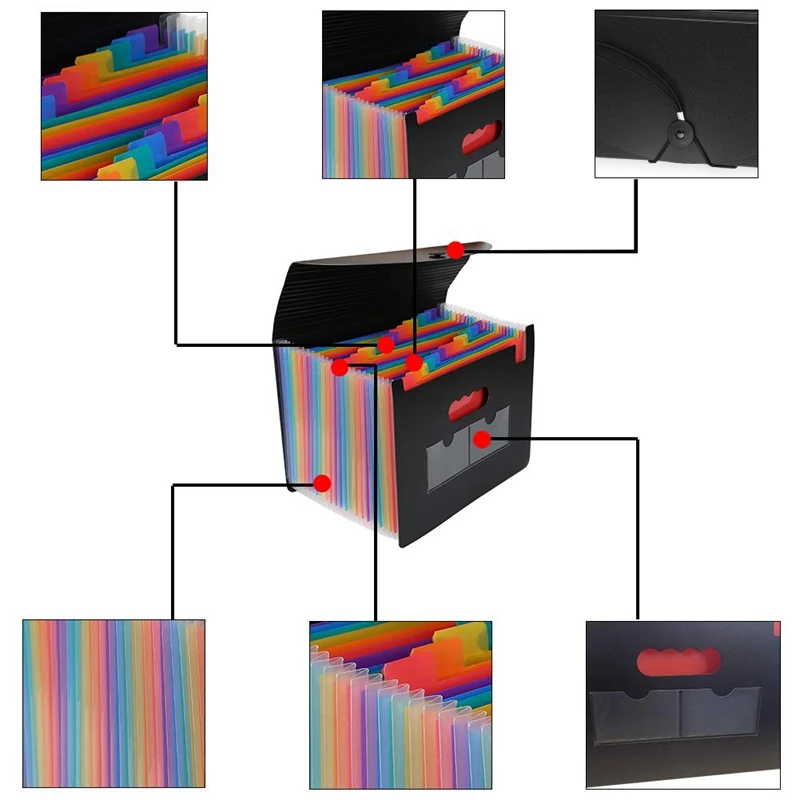 24-Layer Big Document Bag Rainbow Accordion A4 Classification Test Papers Tool Business Expanding File Folders Filing Products | Канцтовары