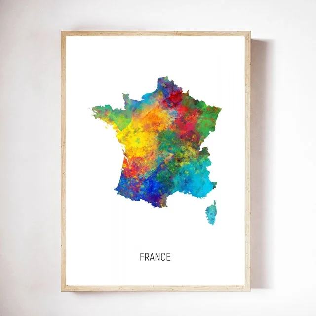 

Карта Франции акварельный художественный Печатный холст плакат