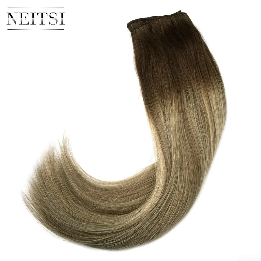 Neitsi прямые человеческие волосы Remy с двойным нарисованным плетением для наращивания, 20 дюймов, 50 см, 100 г/шт., пряди для наращивания, окрашенные волосы с эффектом омбре - Цвет: T8-60-T8-14