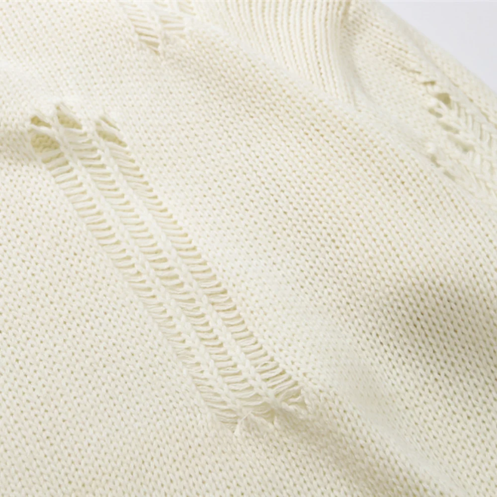 Новое поступление шикарный рваный Однотонный мужской джемпер оверсайз свитер