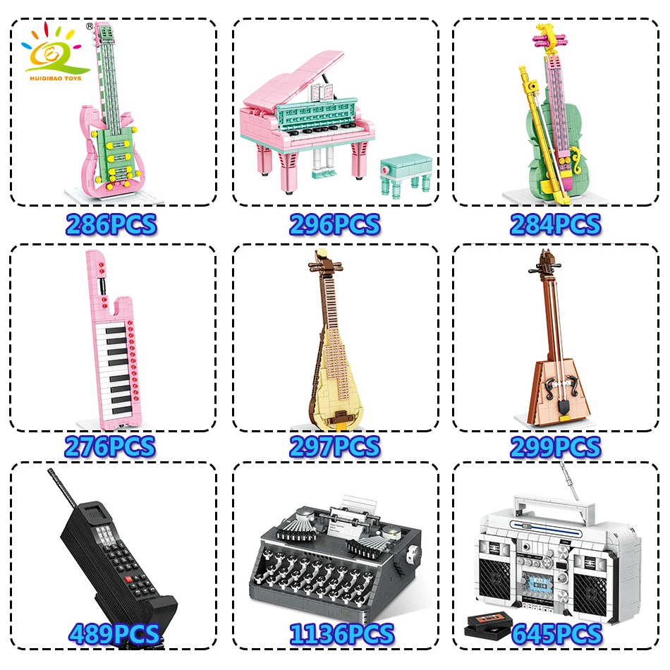 HUIQIBAO классический винтажный граммофон радио модель микро строительный блок мини