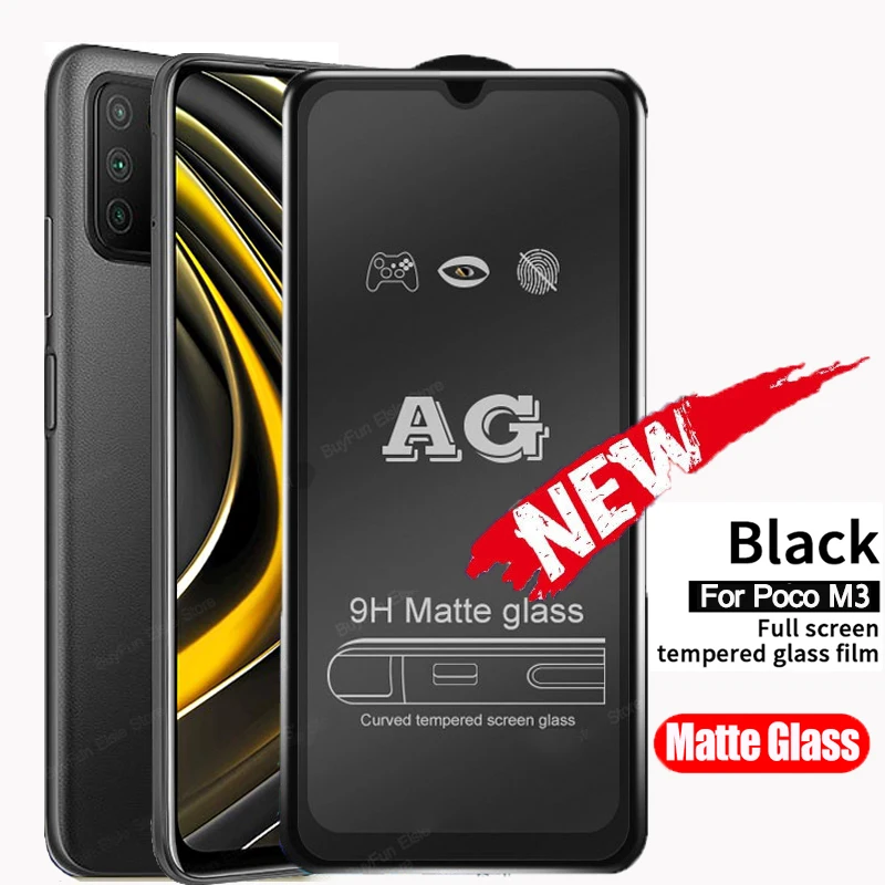 Матовое закаленное стекло AG 9H для Xiaomi Poco M3 полное клеевое Защитное экрана X3 Pro NFC