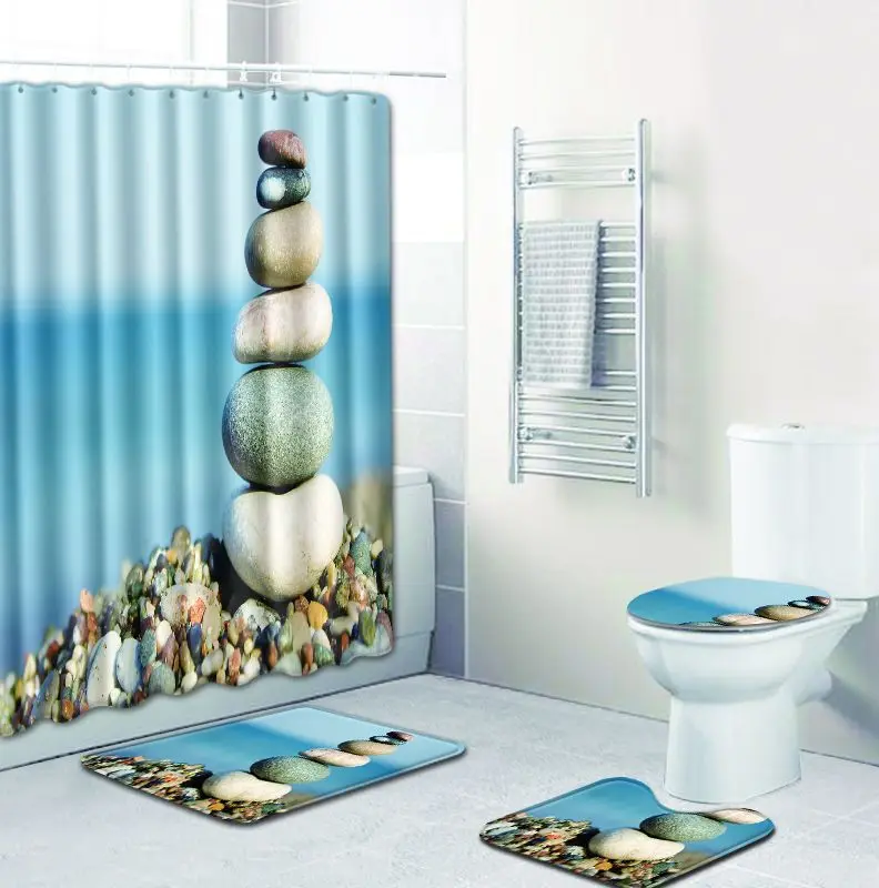 Zeegle Набор ковриков для ванной комнаты с принтом из камня крышка унитаза