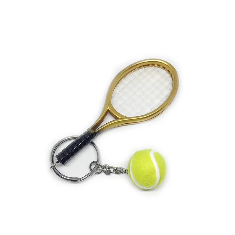 

SpecalOffer15pcs/lot Mini Tennis Racket Keyring Ball CreativeCute Custom Keychain Gift Tennis Memento for Tennis Club Decoration