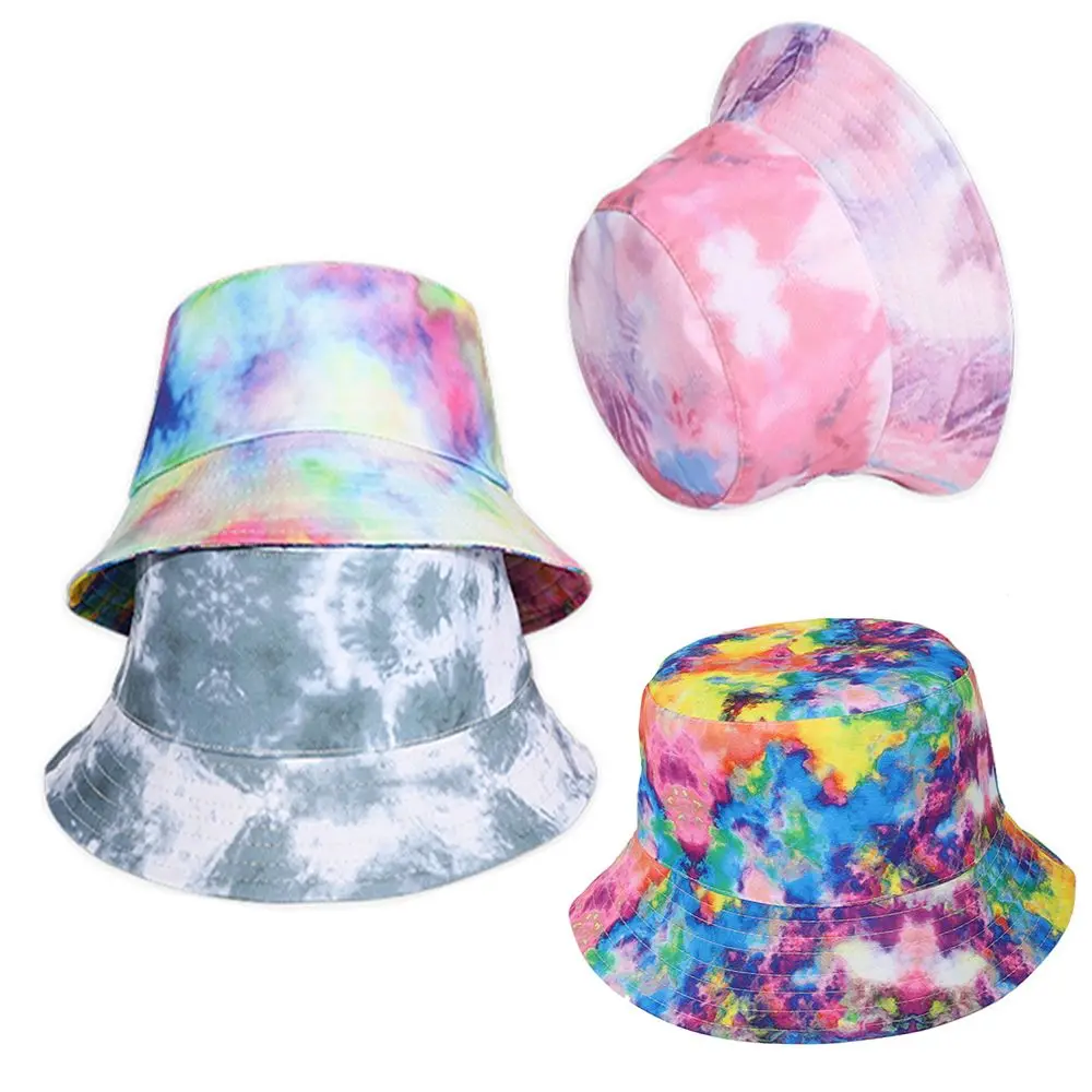 

Fashion Outdoor Reversible Beach Tie Dye Print Fisherman Cap Double-Sided Bucket Hats Sun Hat