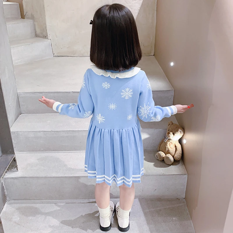 Vestido su&eacute;ter de punto para ni&ntilde;as, Jersey c&aacute;lido de terciopelo para ni&ntilde;os peque&ntilde;os, vestido de princesa tejido, 1-10T, Oto&ntilde;o e Invierno-4