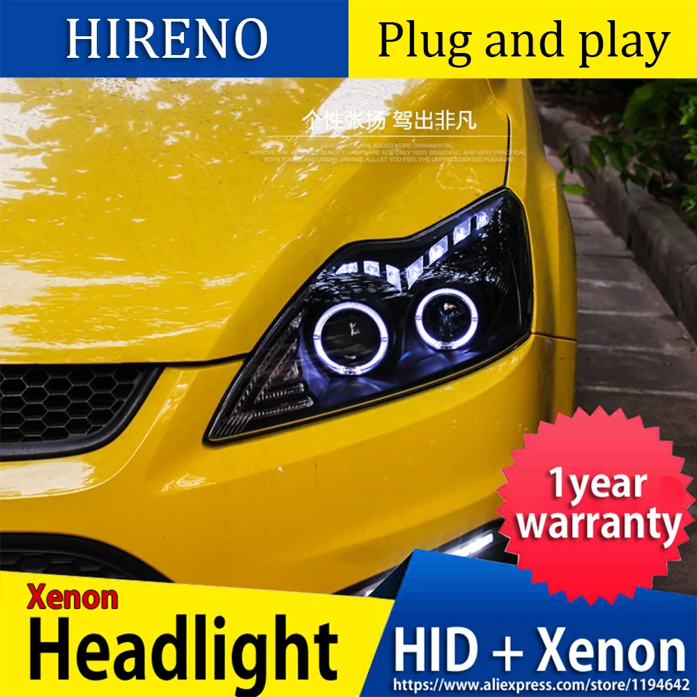 Hireno автомобильный Стайлинг чехол для Ford Focus 2009 2013 фары светодиодные DRL Объектив