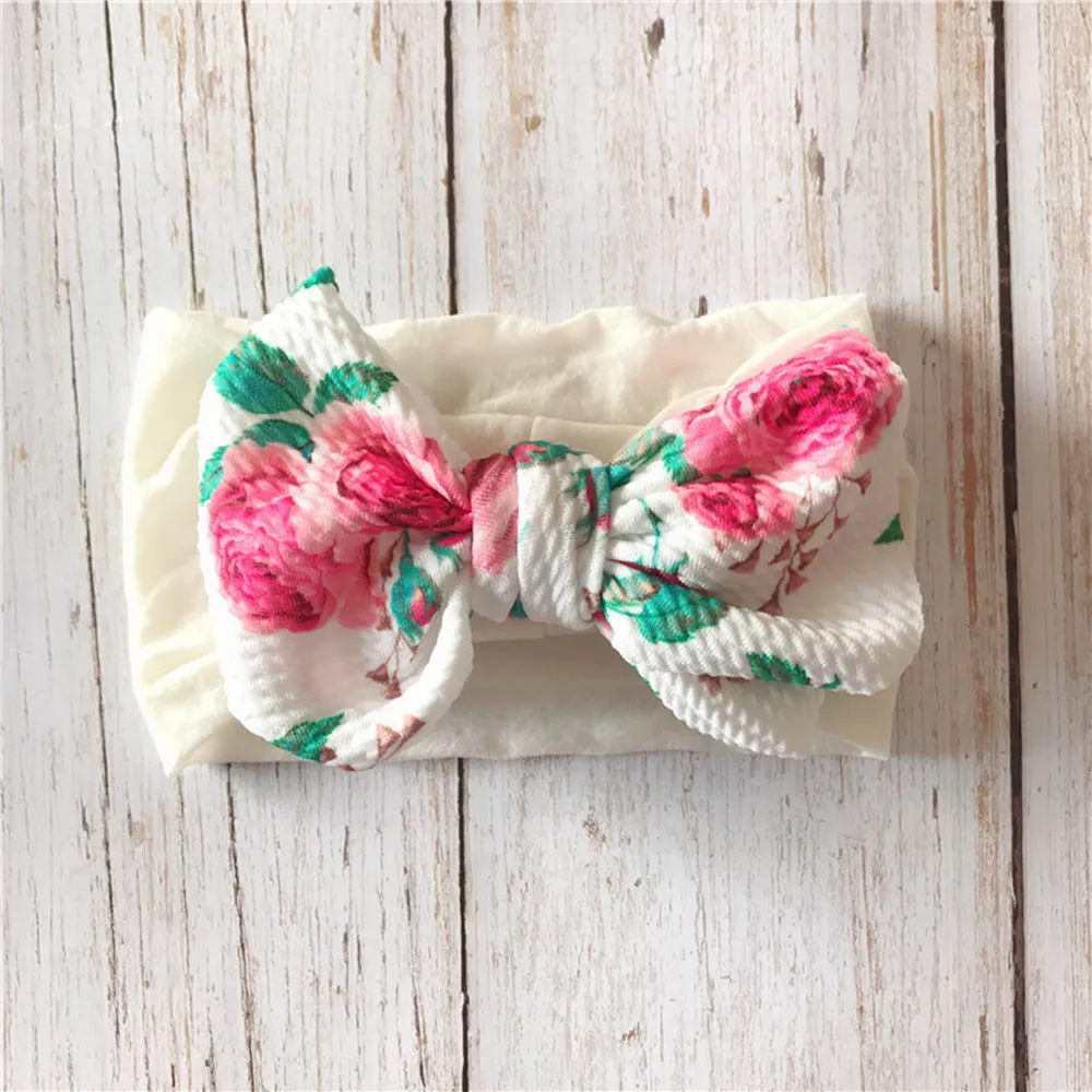 

Lovely Big Bow Headbands Soft Elastic Wide Nylon Hair Bands Children Girls Kids Head Wraps Newborn Headwear Hair Accessories