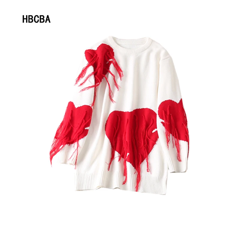 

HBCBA Осенняя модная Высококачественная женская одежда звезда одинаковый персонализированный узор в форме сердца Украшение кисточкой свобо...