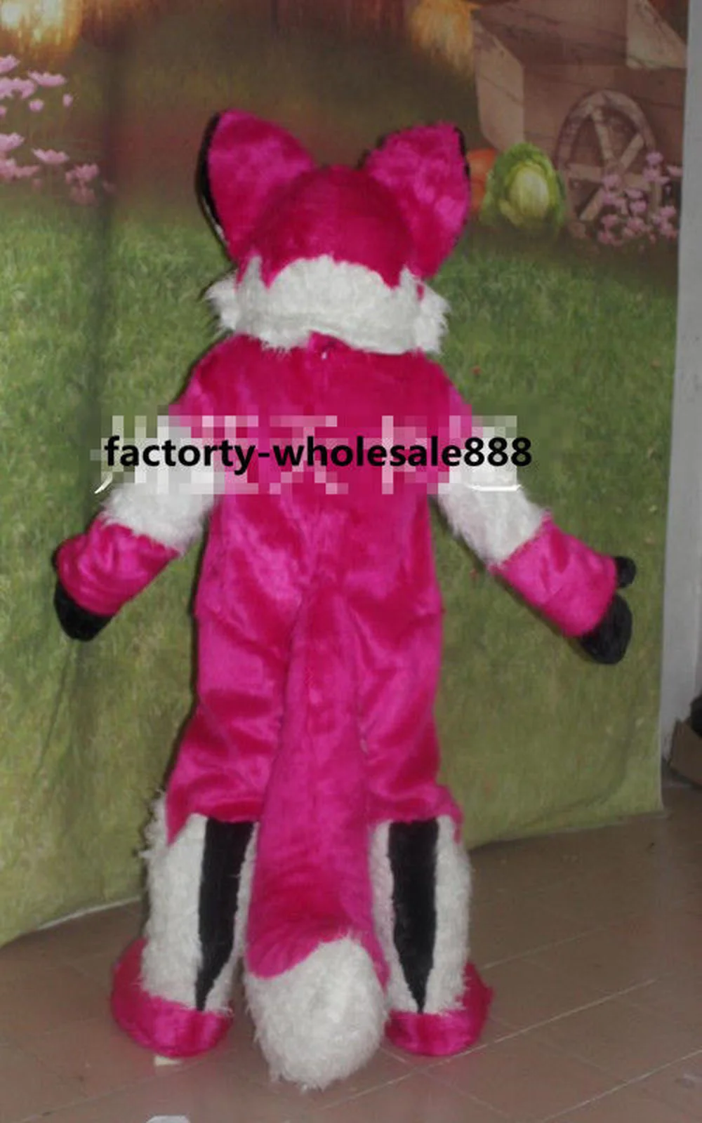 Костюм талисман красный Хаски на Хэллоуин для взрослых волк лиса собака длинное