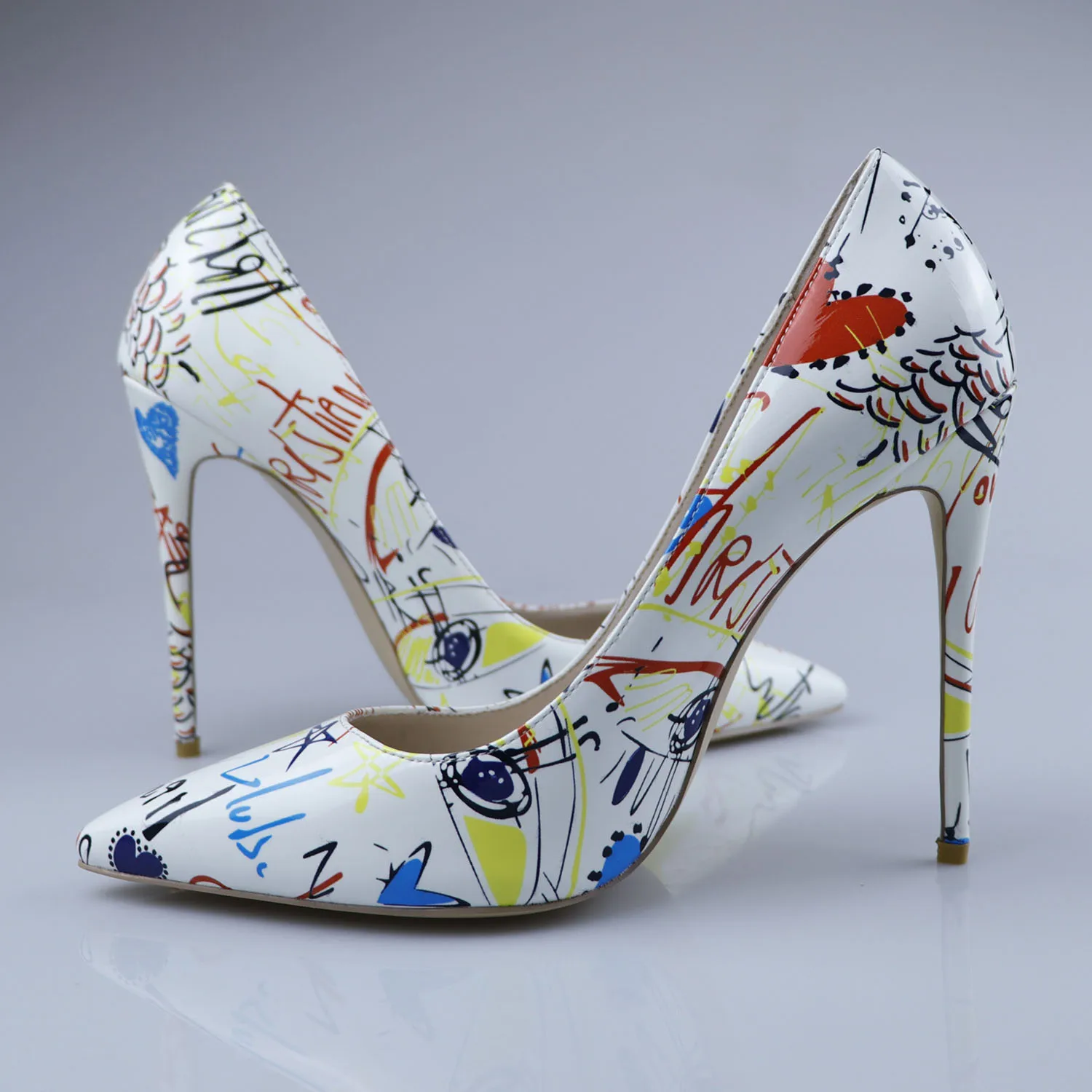 

Женские туфли на высоком каблуке; Модная белая куртка с граффити, невесты Вечерние 8 см/10 см; Обувь на высоком каблуке 12 см, с острым носком, на...