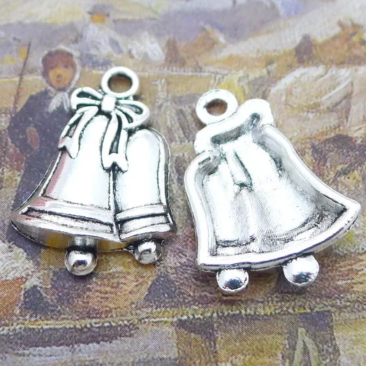 

12pcs/Lot 24x17mm Antique Silver Color Samll Bell Charms Pendant For Jewelry Making DIY Jewelry Findings