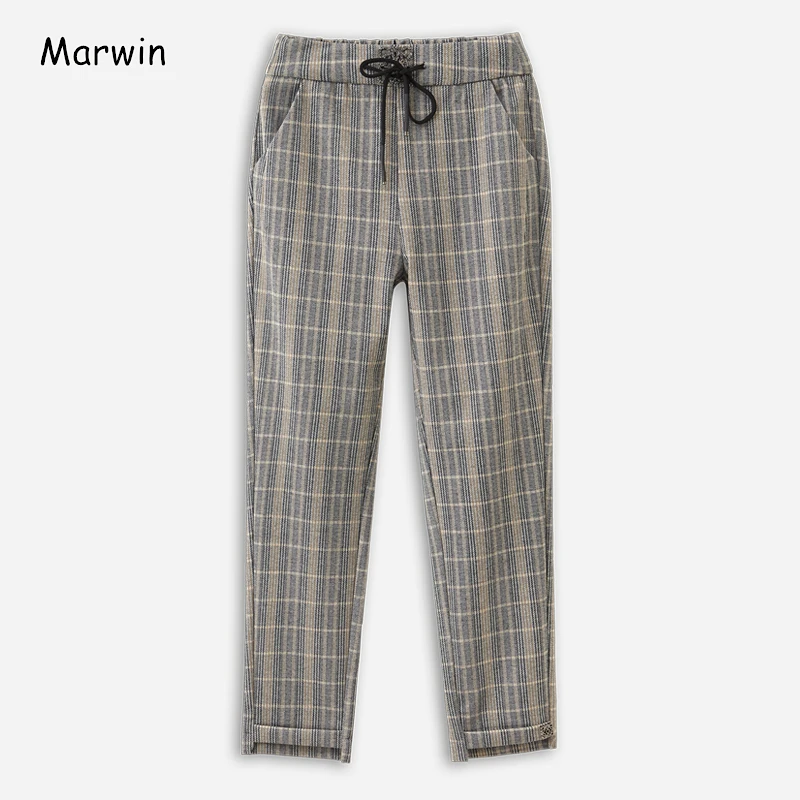 Женские повседневные брюки Marwin офисные с заплатками и высокой эластичной талией