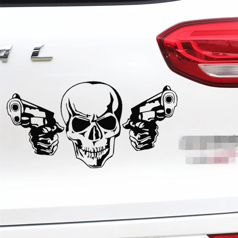 

Автомобильные наклейки черепа стреляющий пистолет забавное креативное украшение для багажника ветровое стекло авто тюнинг виниловые D30