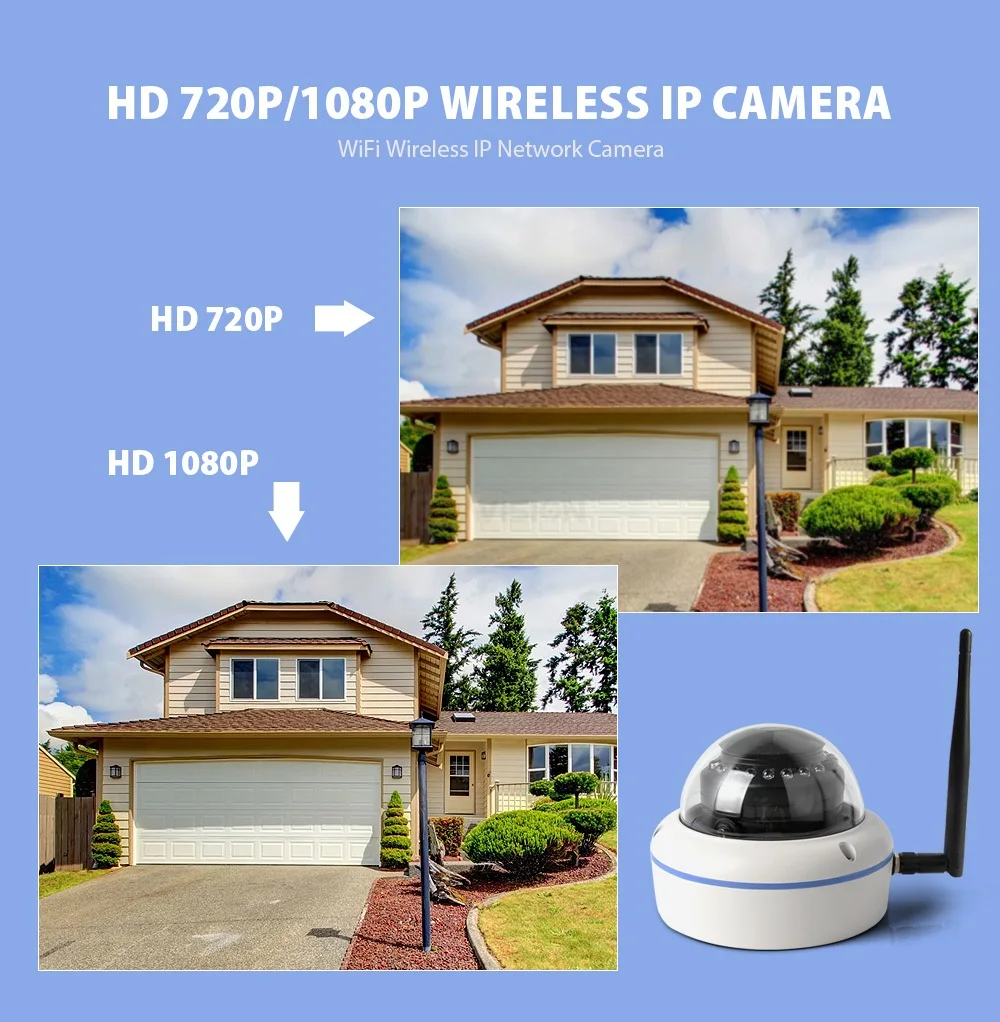 1080P wifi ip-камера Беспроводная купольная уличная Onvif TF слот для карт 720P 2MP CCTV Wi-Fi камера безопасности ночное видение 10 м приложение CamHi