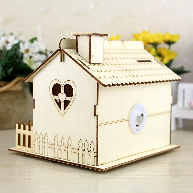 Креативная деревянная вилла маленький двор Копилка деревянный домашний декор
