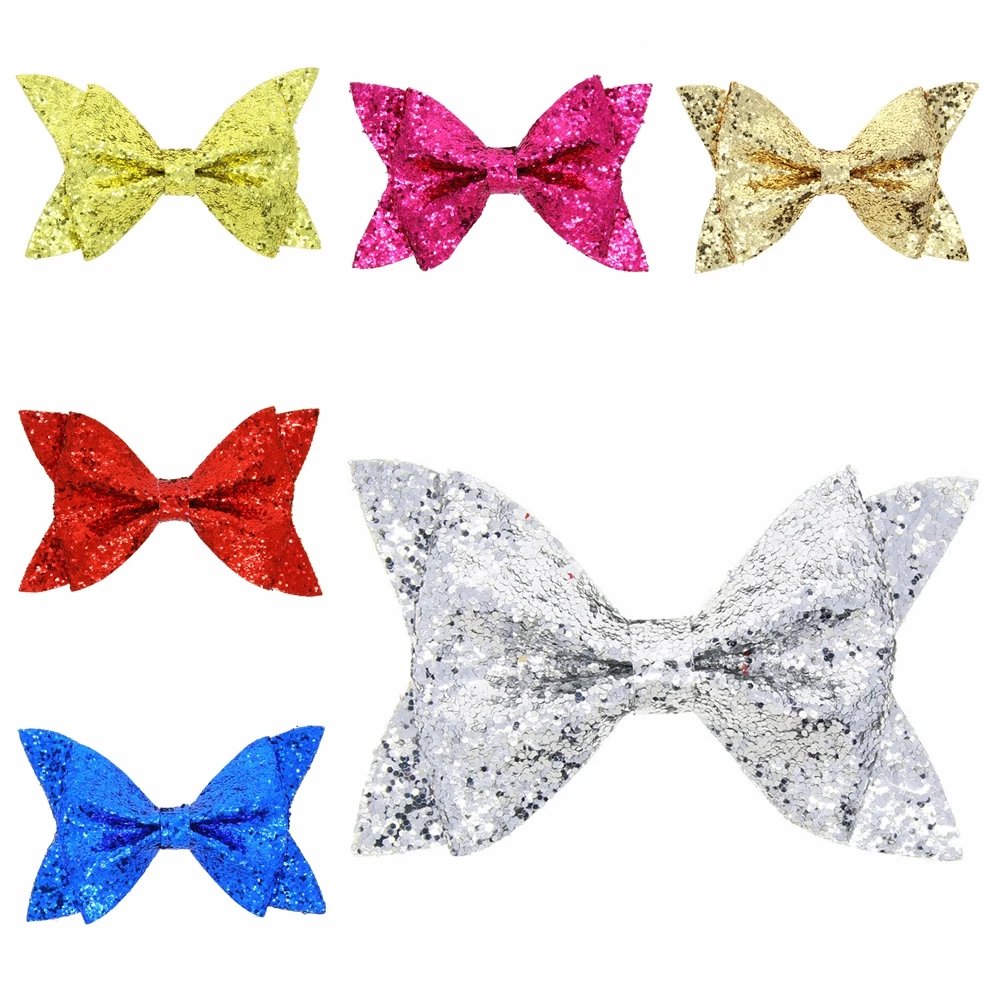 

Yundfly Double Layer Sequins Bowknot Baby Hairpin Solid Color Dovetail Bows Bangs Barrettes Kids Headwear Sweet Hair Accessories