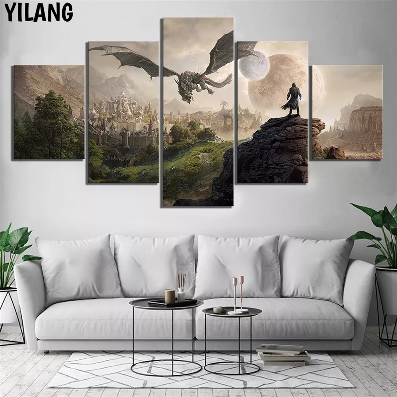 

5 шт., Настенная картина с изображением игры Skyrim