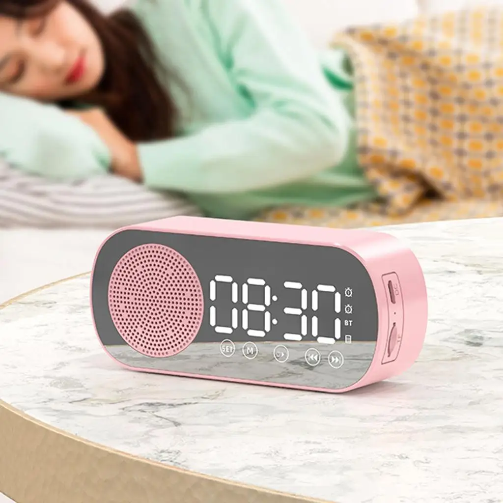 Bluetooth динамик будильник двойные часы HD зеркальный дисплей радио HiFi Звук большой