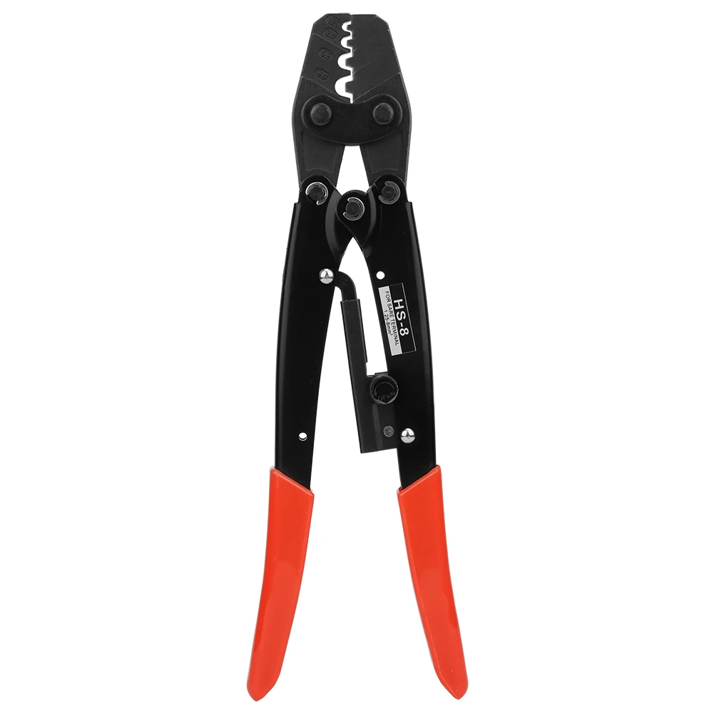 

HS-8 Crimper Pliers Hand Crimping Tool 1.25-8mm² / 1.25~10mm² 17-8AWG / AWG10-6 for Bare Terminal Red Handle