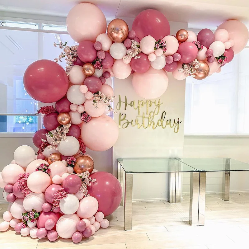 

DIY Retro Dusty Pink Rose Gold 340pcs Balloon Garland Arch Kit White Balloons for Birthday Baby Shower Weddings Party Decoration