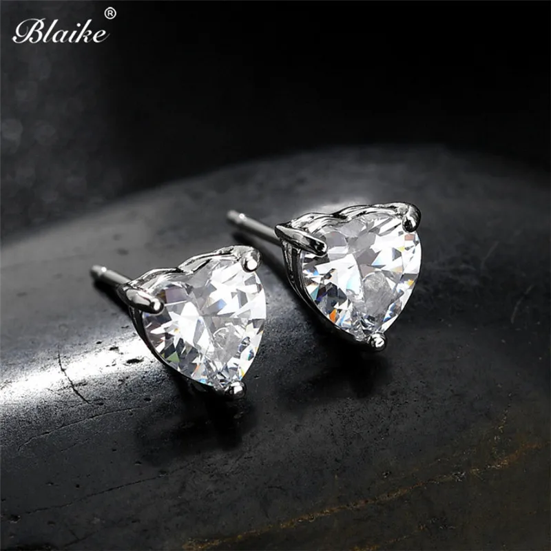 Женские серьги-гвоздики с цирконом серебристого цвета | Украшения и аксессуары