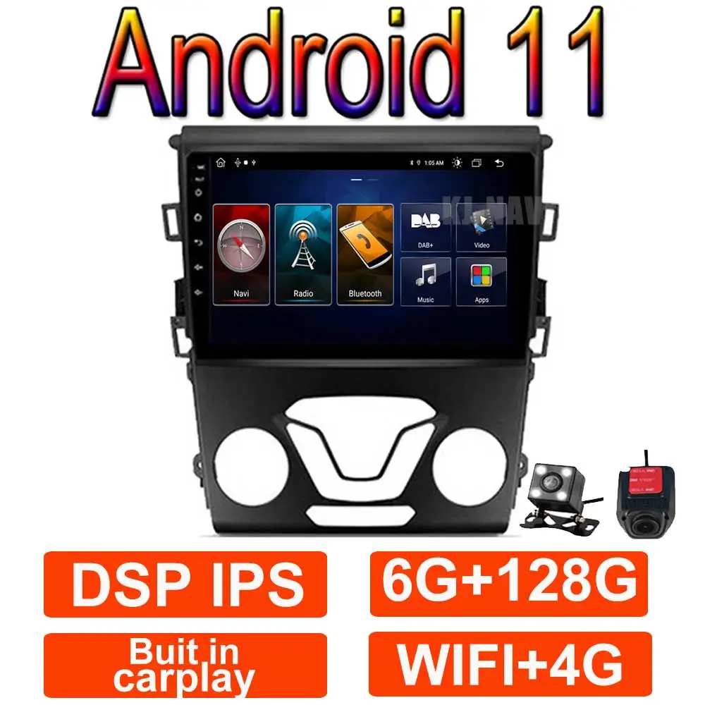 

For Ford Mondeo 5 2014 - 2019 IPS Screen 2 DIN Android 11 Multimedia Video Player Navigation GPS 8-core 6+128G Car Radio DVR