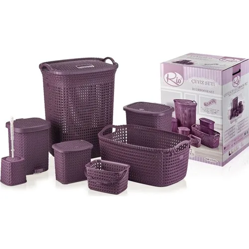 

Rio 7Li Bathroom Knitted Plastic Dowry Set Damson
