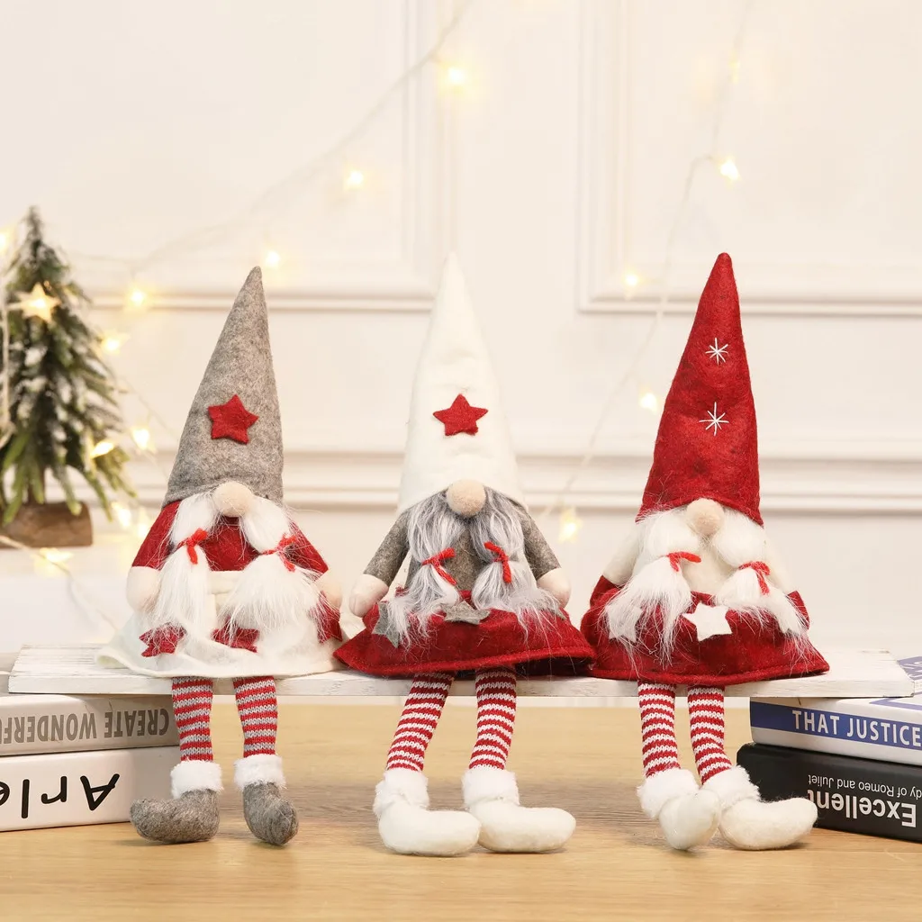 Рождественские подвесные длинные ноги без лица шведский Санта Клаус гномы