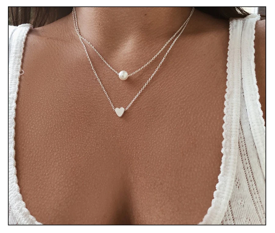 VKME модное жемчужное ожерелье с двойным слоем Love аксессуары Женское Ожерелье Bijoux подарки