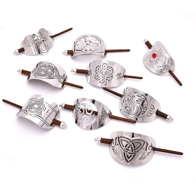 

Viking Hair Sticks Hair Pins Knot Hair Slide With Wood Sticks Hair Jewelry For Men Women Unisex Retro Hairpin