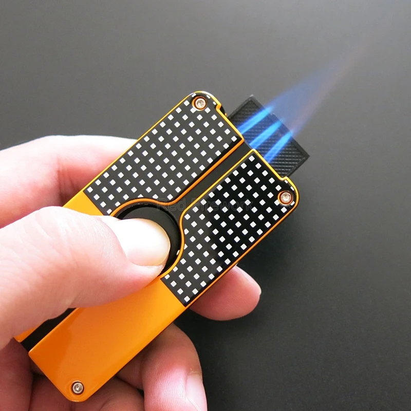 Высококачественная ветрозащитная Зажигалка для сигар и сигарет COHIBA, металлический резак для сигар, 3 фонарь для курения, зажигалки с подарочным набором