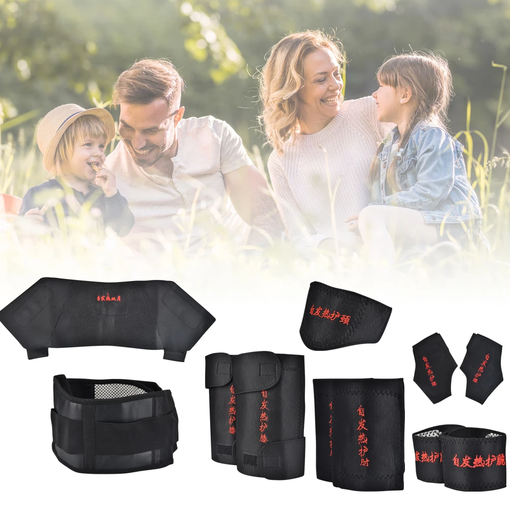 

11pcs/set Self-heating Brace Belt Set Tourmaline Magnetic Therapy Back Neck Lumbar Shoulder Posture Correcter Knee Support Pads
