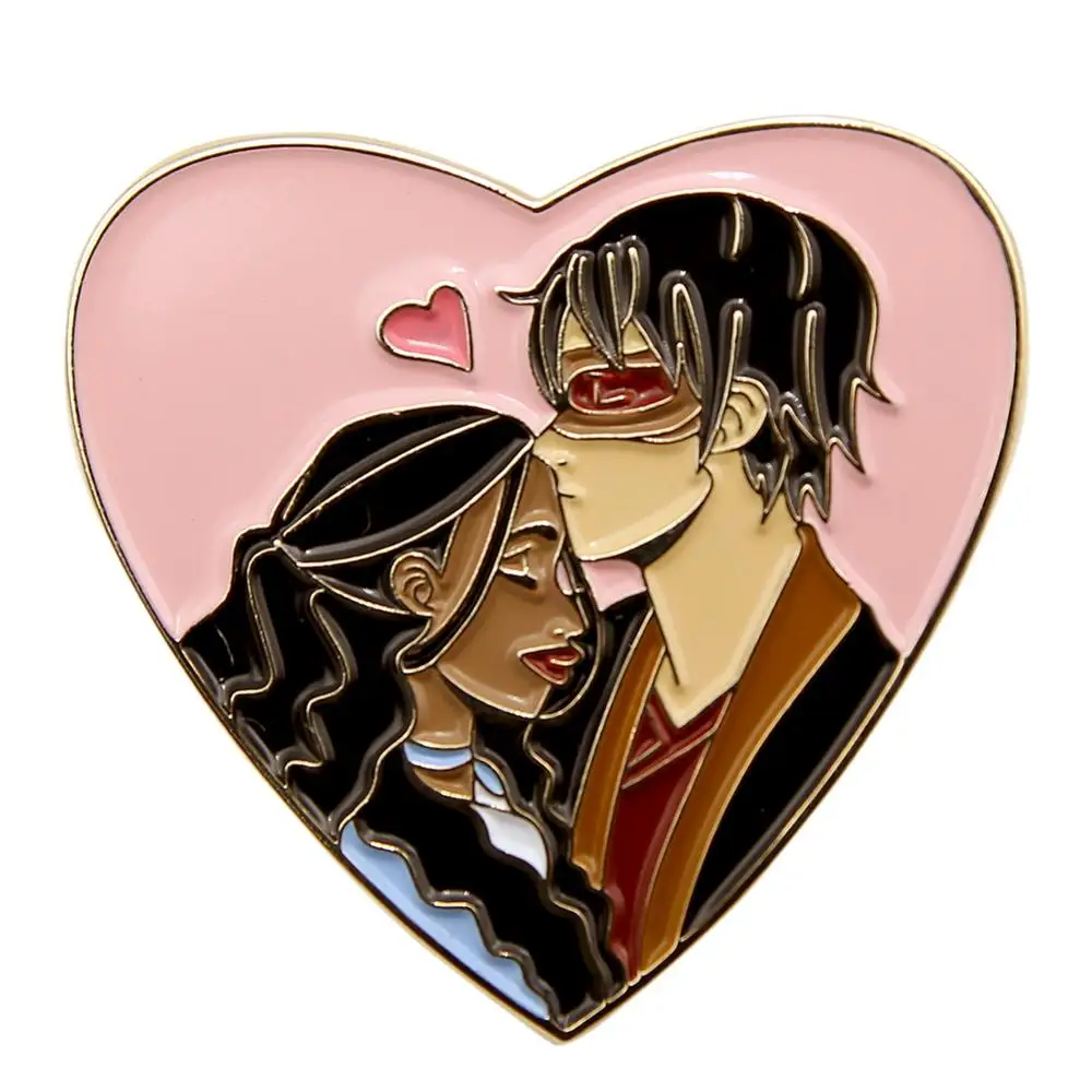 Жесткая эмалированная брошь с милым поцелуем Аватара Zuko и Katara | Украшения