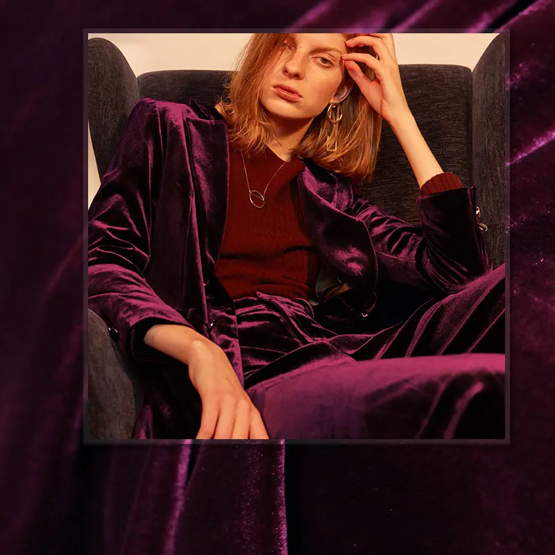 

White waxberry Purple Silk Velvet Fabrics Garment Materials Autumn Women Dress Coat Suits Sewing Cloth Tailor Freeshipping