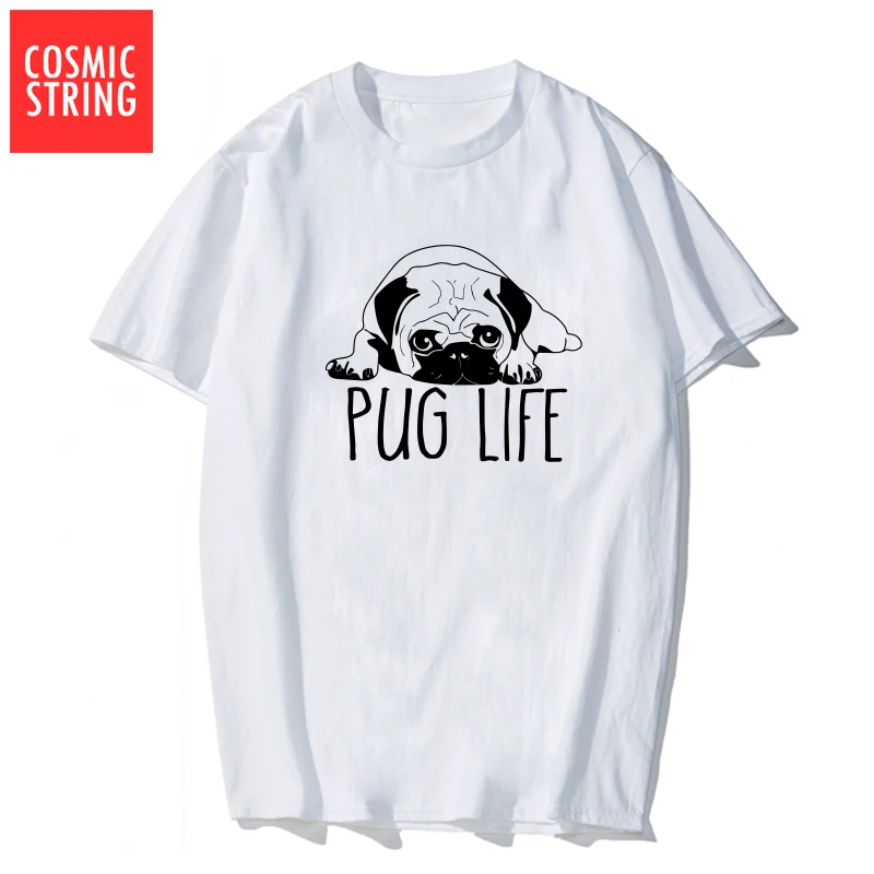 Мужская футболка с короткими рукавами 100% хлопок принтом Мопса|Мужские футболки| |