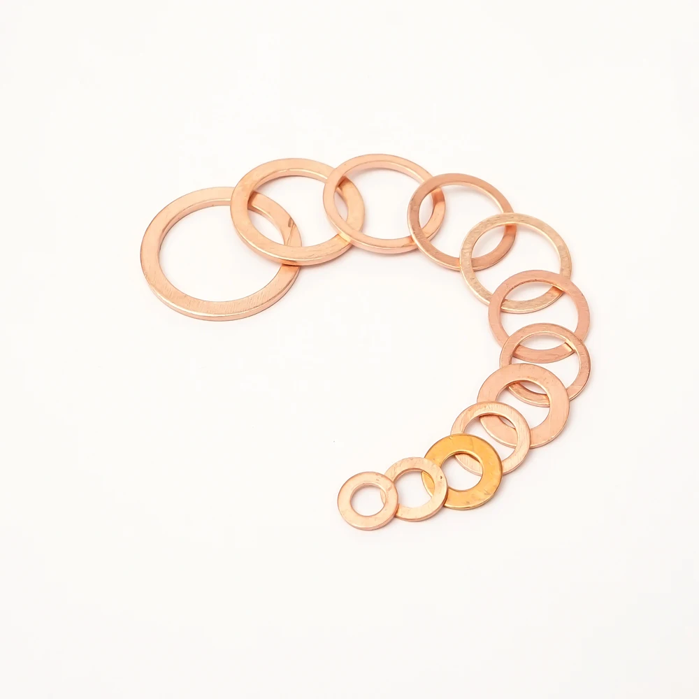 

150PCS Copper Sealing Solid Gasket Seal Ring Flat Copper Washer Sump Boat Crush Flat Seal Ring Tool Hardware Accessories