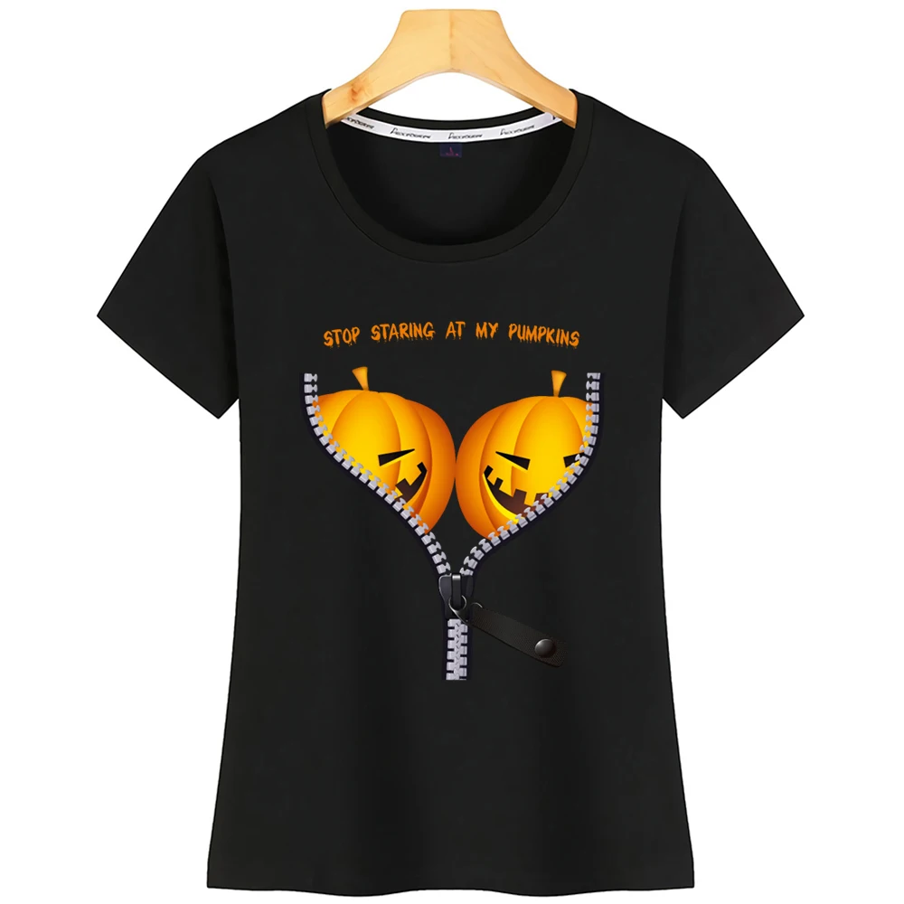 Топы футболки женские костюмы на Хэллоуин тыква забавные сексуальные Харадзюку