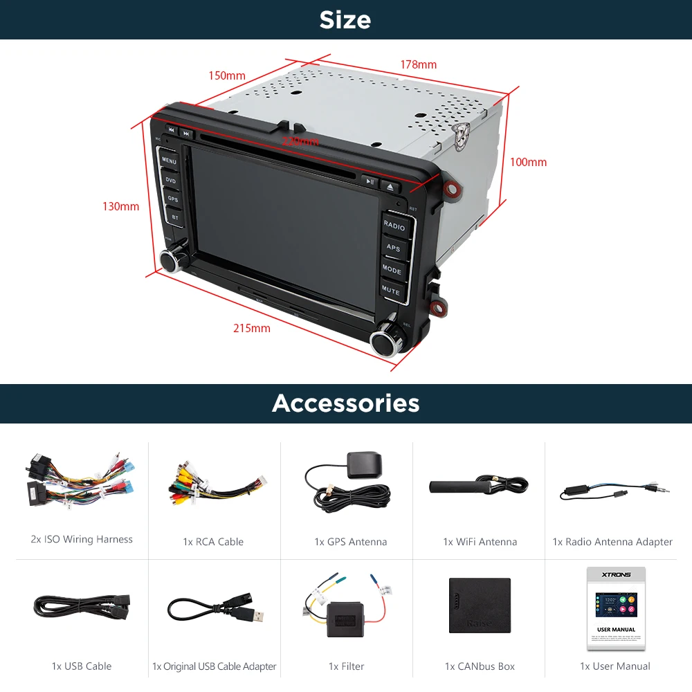 XTRONS 7 'ɺndroid 10 0 автомобильный мультимедийный DVD стерео радио плеер для VW Polo Touran