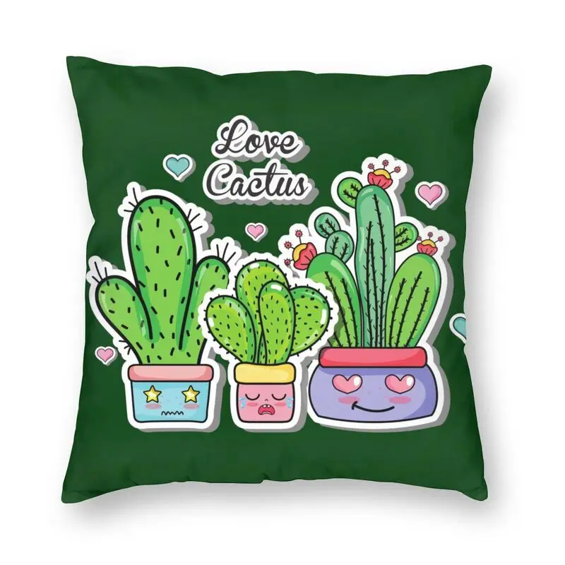 

Cute Potted Cactus Pillow Cover Home Decorative Double Side Desert Tropical Succulent Plants Cushion Cover for Living Room