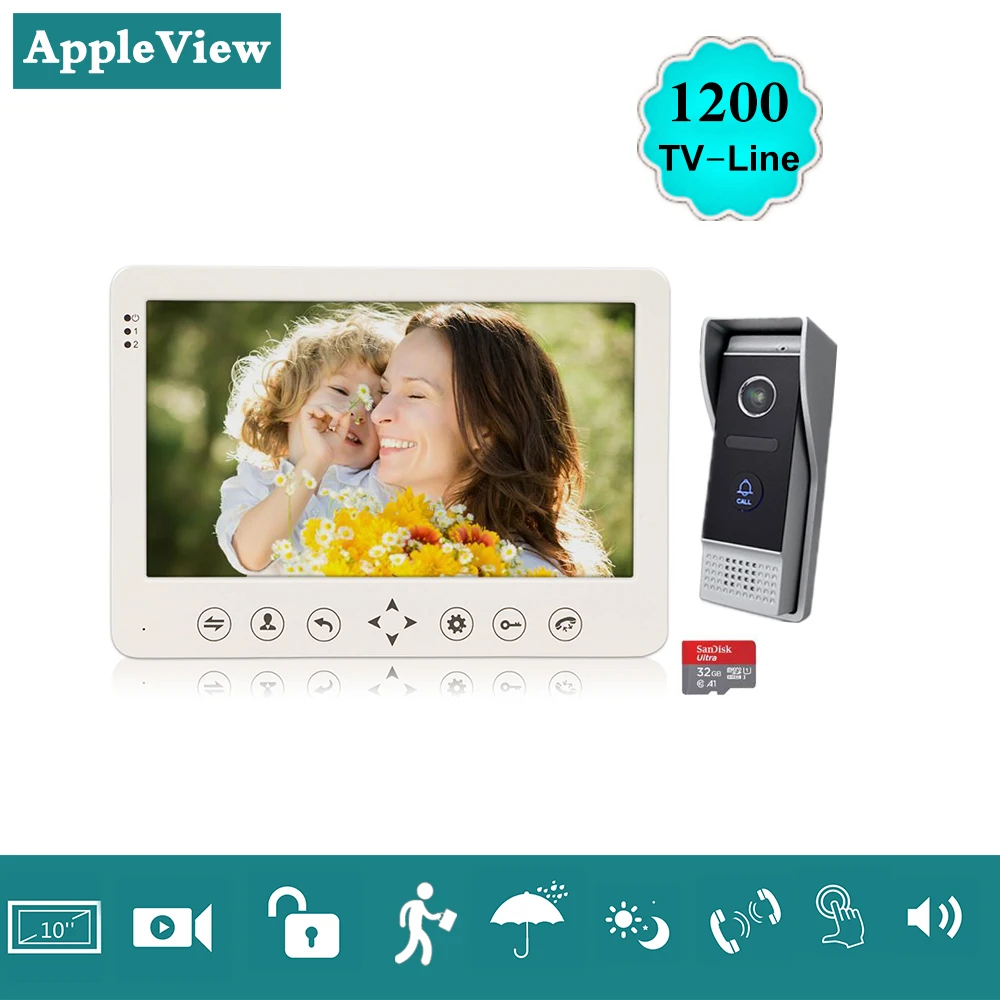 10 ''TFT lcd Проводной Видео дверной телефон визуальный видеодомофон с ИК камера