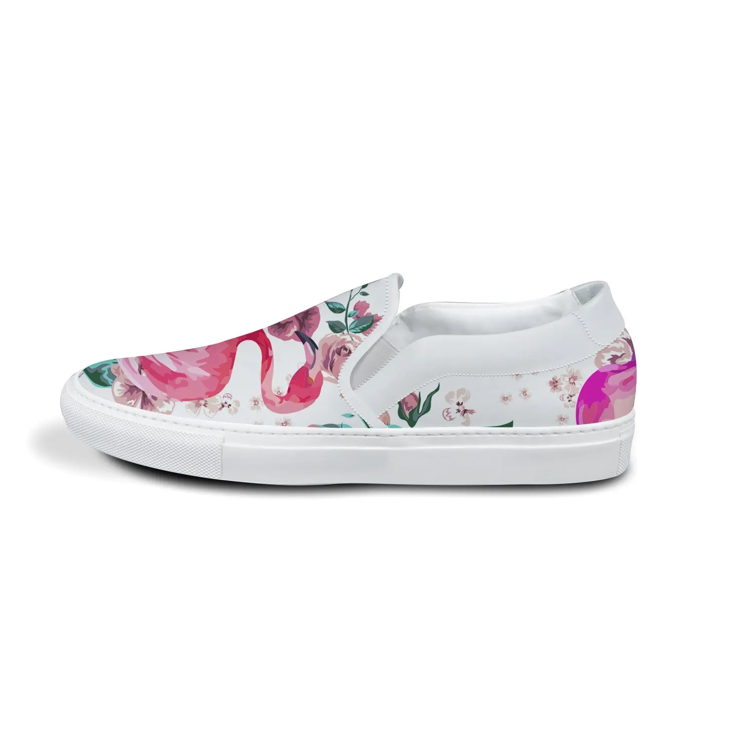 

Women Casual Slip-On Sneaker Flamingo Flower Pattern Printed Streetwear Italian Comfortable White Red New Fashion Sport Shoes